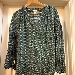 J. Jill Teal Diamond Button Down Shirt